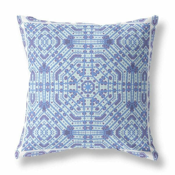 Palacedesigns 26 in. Cyan & Blue Geostar Indoor & Outdoor Throw Pillow Light Blue PA3107009